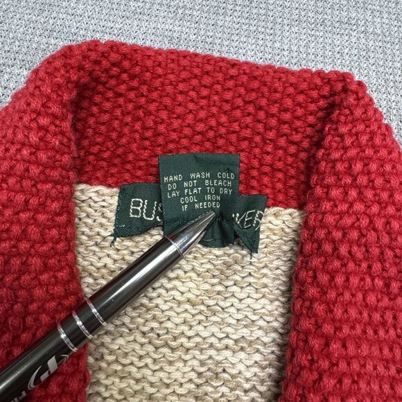Vtg Bushwacker Womens Small Patchwork Holiday Sweater Vest Red Beige Button Knit - Picture 15 of 15